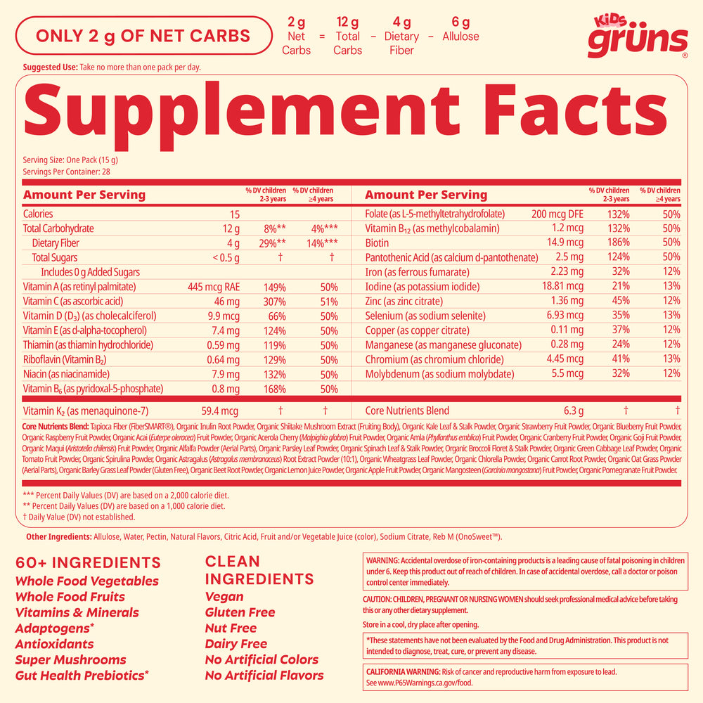 Grüns Kids Superfood Gummies（Raspberry Lemonade）